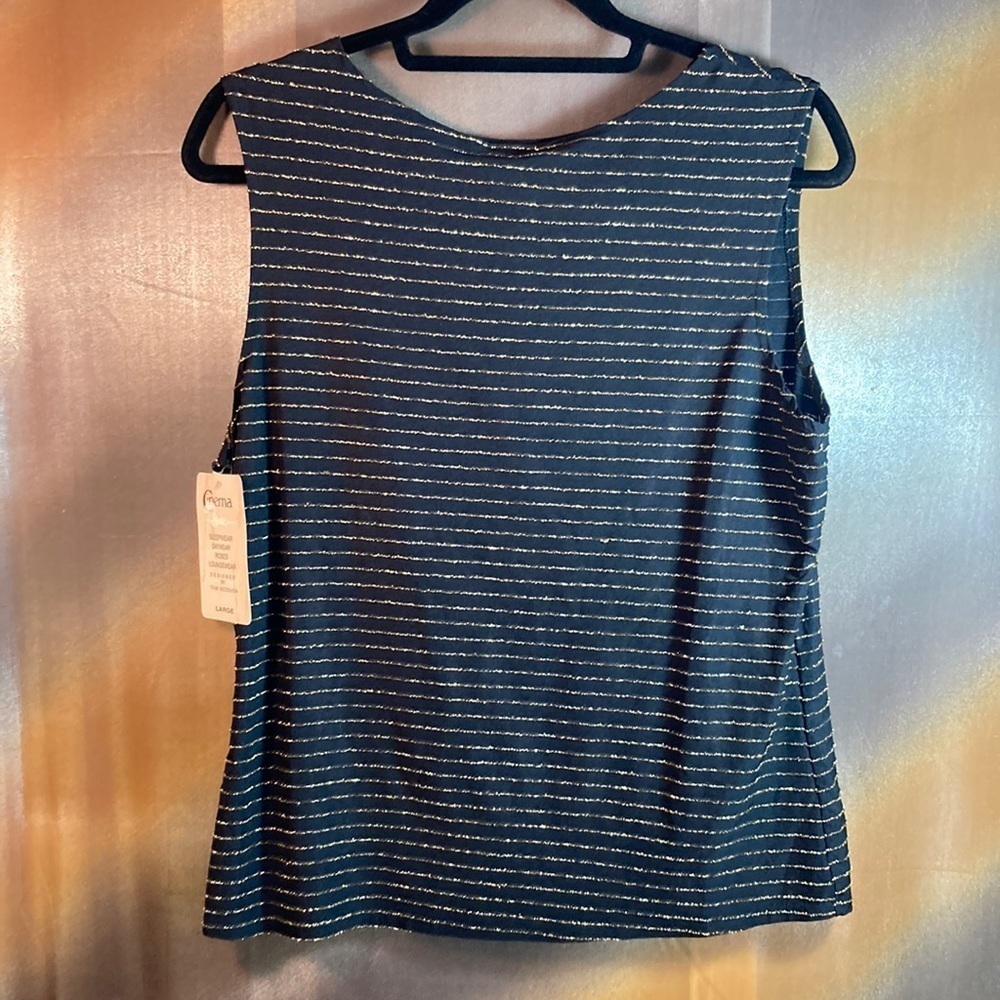 𝅺VINTAGE 90’s‎ Cinema Etoile size L black with gold shell blouse 38” chest 122